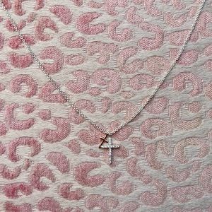 Target Double Cross Silver Chain Necklace | Like New